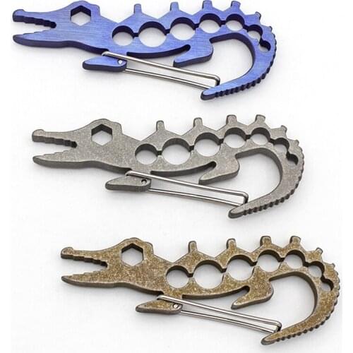 Multifunctional Titanium Alloy Keychain Camping Survival Tool Bicycle Wrench Travel Portable Equipment EDC