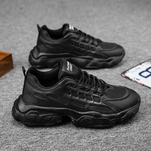 Mens Dad Shoes Spring Casual All-match Sports Shoes Wear-resistant Non-slip Platform Shoes Breathable Mesh Single Shoes