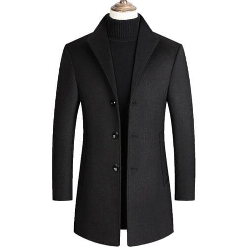 Wool Men Blends Coats Autumn Winter New Solid Color High Quality Mens Wool Jacket Luxurious Brand Clothing M-4XL