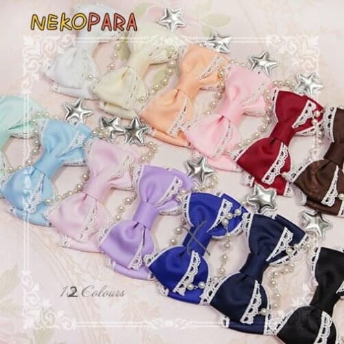 Soft Sweet Star A Pair Of Handmade Pearl Chain,Star Trim Bow Hairpin Lolita Sweet Multicolor Hairclip Headwear 12 Colors Joker