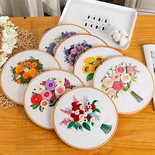 DIY Embroidery Flower Painting Interesting Handicrafts DIY Material Kits Beginner Embroidery Set Embroidery Thread Cross Stitch