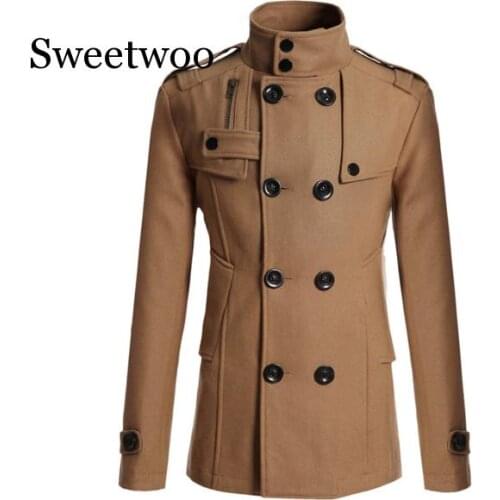 2020 New Mens Mao Wool Overcoat for Male Long Suit Woolen Windbreaker Mens Coat Outer Wear Clothing