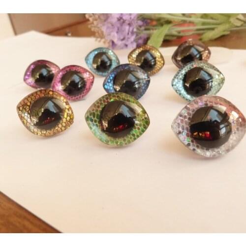 New 60pcs/lot 28x23mm Oval trapezoid plastic clear safety toy eyes doll findings+ glitter Nonwovens + washer--color option--sp
