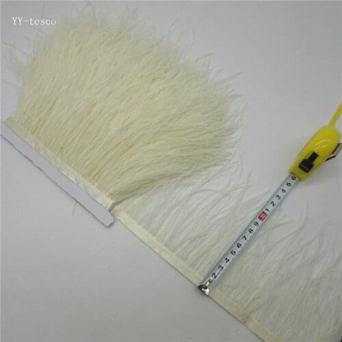 Wholesale 10 yards 4/6inch Beige Ostrich Feather Ribbon Fringe Trim For Wedding Skirt Dress Decoration DIY Clothes Accessories