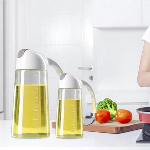 Automatic Opening Closing Bottle Transparent Multifunctional Food-grade Materials Oil Vinegar Glass Storage Bottle for Kitchen