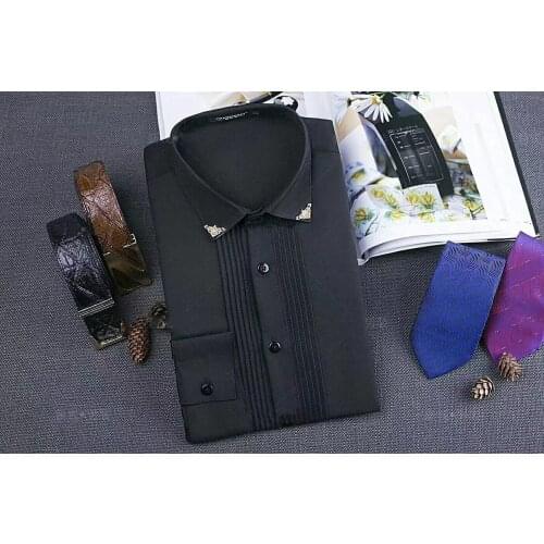 2021 High quality Fashion leisure Black fold men shirts super large size comfortable shirt slim fit multicolor available maximum
