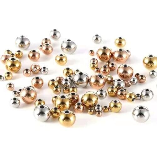 50 pieces of smooth round spacer beads positioning washer small jewelry Diy bracelet jewelry making accessories stainless steel
