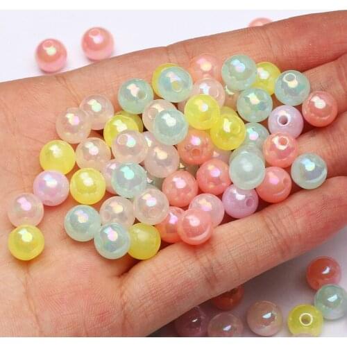 Mixed Jelly Color AB Acrylic Beads Round Balls Loose Beads For Jewelry Making Diy Bracelet Necklace Accessories Handiwork 6-12m