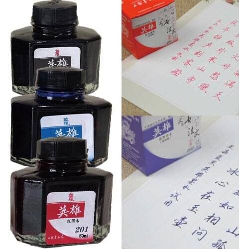 50ml Red Blue Black Bottled Glass Pen Ink Smooth Writing School Office Pen Ink Student Supplies Fountain Refill Stationery B9Q6