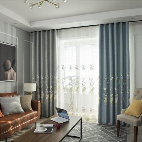 Three-dimensional Embossed Embroidered Curtains Simple and Luxurious Style Blackout Curtains for Living Room and Bedroom