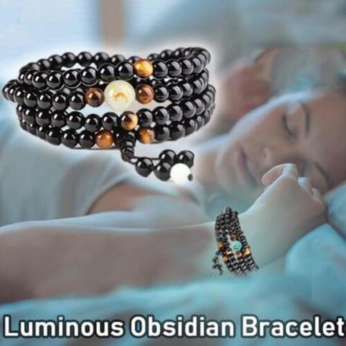 Unisex Zodiac Luminous 6/8mm Dragon Bead Bracelet Natural Obsidian Beads For Women Multi-layer Bracelet Couples Bracelet St G4L6