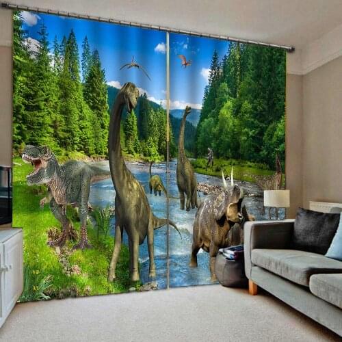 Dinosaur curtains 3D Curtain Luxury Blackout Window Curtain Living Room green forest liver Decoration curtains