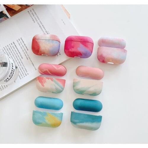 Frosted watercolor beautiful hard shell earphone sleeve for Apple AirPods 1 2 Pro wireless bluetooth earphone protective sleeve