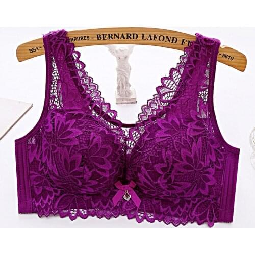 Plus Size Lace Sexy Bras For Women Wire Free Cami Bra Embroidery Floral Bralette Push Up Brassiere Big Bust Underwere C D Cup