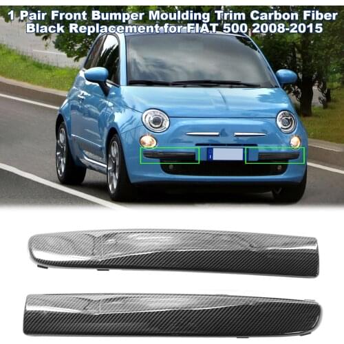 1 Pair Front Bumper Moulding Trim Carbon Fiber Black Replacement for FIAT 500 2008-2015 Car Accessories