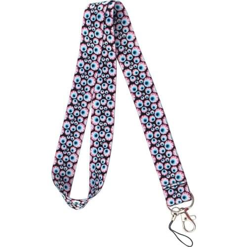 10Pcs Scary Eyeball Pattern Neck Strap Lanyard for Keys ID Badge Holder Camera Whistle Hang Rope Webbing Ribbon Keychain