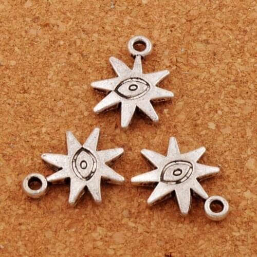 100pcs Evil Eye Sun Lucky Eye Charm Beads Tibetan Silver Pendants 18.7x14.3mm Jewelry DIY L106