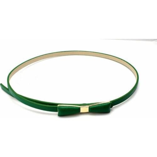 2PCS Korean Style Green Candy Colour PU Leather Bowknot Belt Waistband #23620