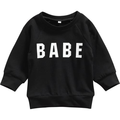 2021 Tracksuit For Chilren Letters Printed Pattern Long Sleeve Round Collar Pullover Tops Cotton Baby Clothes 0-3Y Outdoors