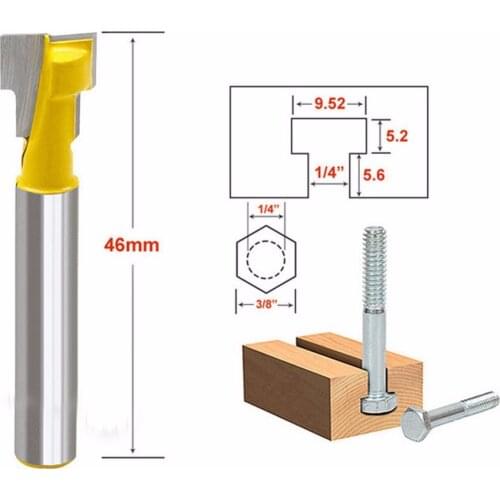 3/8'' T-Slot Cutter 1/4'' Shank Steel Handle Milling Woodworking Router Bit