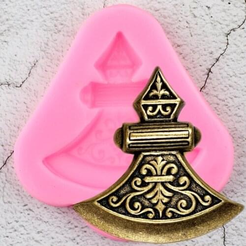 3D Pirate VIking Axe Silicone Mold Relief Cupcake Topper Fondant Cake Decorating Tools Chocolate Candy Jewelry Clay Resin Moulds