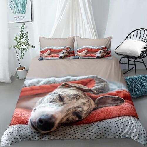 3D Duvet Cover Set Bedding Sets Comforter Cases Pillow Covers Full Twin Double Single Size Animal Whippet Custom Bed Linens