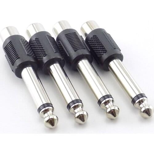 4pcs/Lot RCA/AV Female Jack to 6.35mm 1/4 Inch Male Mono Audio Adapters Connectors Plugs for DIY FM Microphone