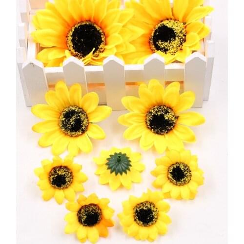 5pcs/lot artificial flowers silk sunflower wedding home decoration DIY wreath scrapbook gift box decoration fake flowers