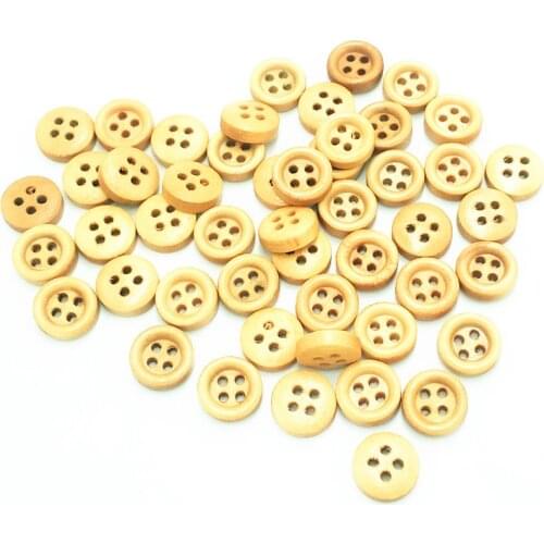 50/100/200pcs 9mm Mini Light Brown color Wood Buttons 4 Holes Craft Clothe Sewing Decor Button