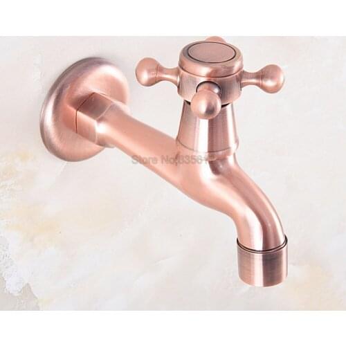 Antique Red Copper Wall Mounted Cross Handle Mop Pool Faucet / Laundry Sink Cold Water Tap tav324