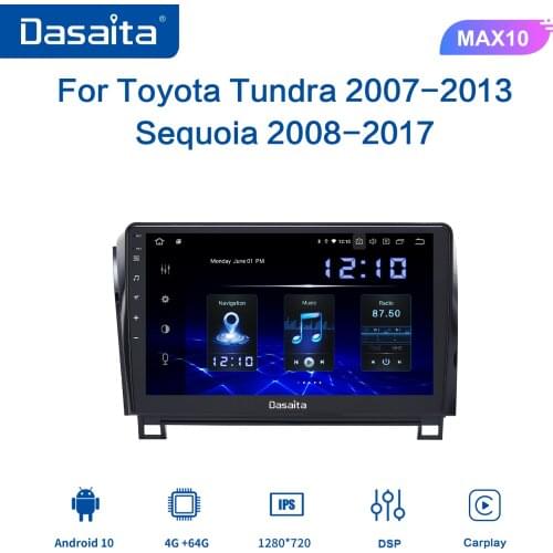 Dasaita 10.2“ HD Screen Android 10.0 Car Radio For Toyota Sequoia 2008-2018 GPS Tundra 2007-2013 Car Multimedia player TDA7850