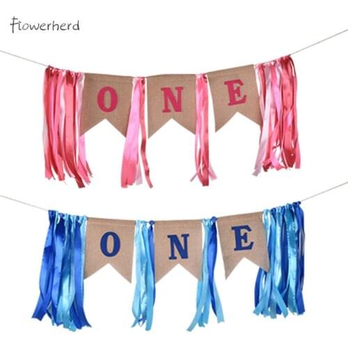 DIY Babys 1st Birthday Celebration Mabula Banner Blue Pink ONE Birthday Hat Cake Inserts Party Baby Shower Decorations