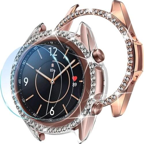 4pcs for samsung galaxy Watch 3 Case + Tempered Glass Screen Protector for galaxy watch 3 41mm 45mm case bling Cover glass film