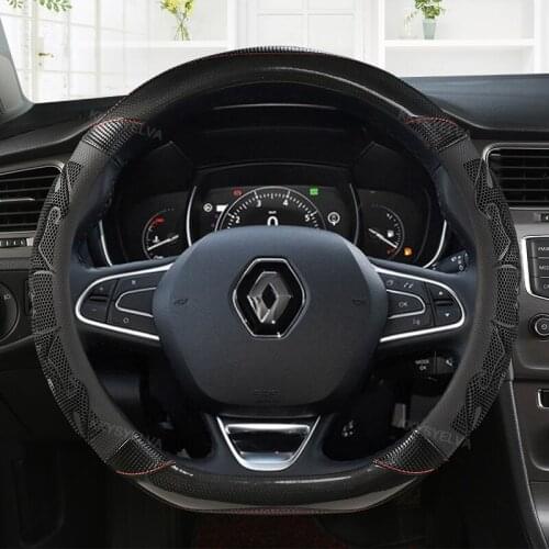Carbon Fiber Leather for Renault Scenic 1 2 3 4 Grand Scenic Megane Car Steering Wheel Cover Auto Accessories