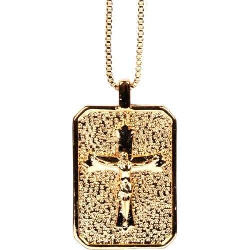 EYIKA Vintage Gold Plated Playing Card Heart A Virgin Mary Cross Square Pendant Necklace for Women Men Punk Creative Jewelry