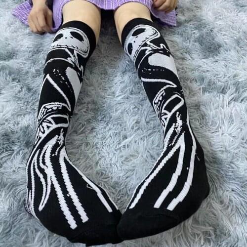 Hipster Jk Lady Lolita Evil Character Calf-length Stockings Black Streetwear Dark Gothic Women Cartoon Funny Skull Socks 2021