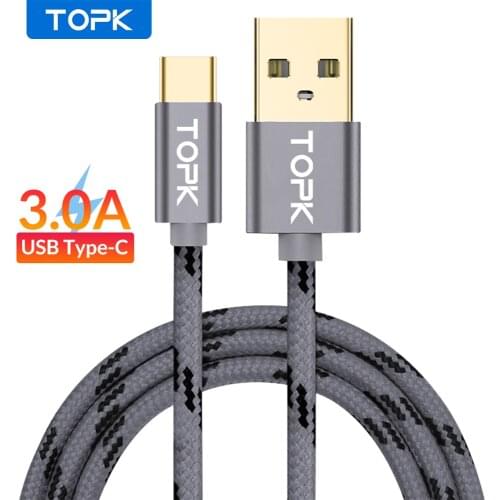 TOPK USB Type C Cable , Ultra Durable Nylon Braided Fast Charging USB C Cable For MacBookXiaomi 4C / Letv etc
