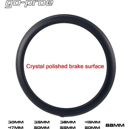 Go-proe 700c Carbon Rims 30/35/38/45/47/50/55/60/88mm UD Finish Crystal Polished Brake Surface 25/ 27mm Width For Bicycle Wheels