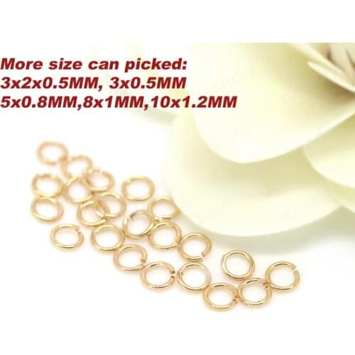 20PCS 24K Champagne Gold Color Plated Brass Jump Rings Split Rings Oval Rings High Quality Jewelry Findings More size can picked