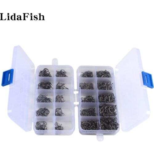 LIDAFISH New High Carbon Steel Fishing Hook Set #3~#12 Stainless Steel Barbed Freshwater Hook Carp/Perch Fishing Tools