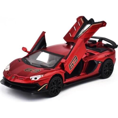 Hot 1:32 scale wheels diecast super sport car Lambor Aventador SVJ metal model with light and sound pull back vehicle toys