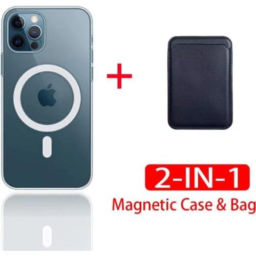 2 in 1 Magnetic Case + Wallet Card Bag for iPhone 12 Mini Cover Anti-knock Cases for iPhone 12 Pro Max 11 Back Cover