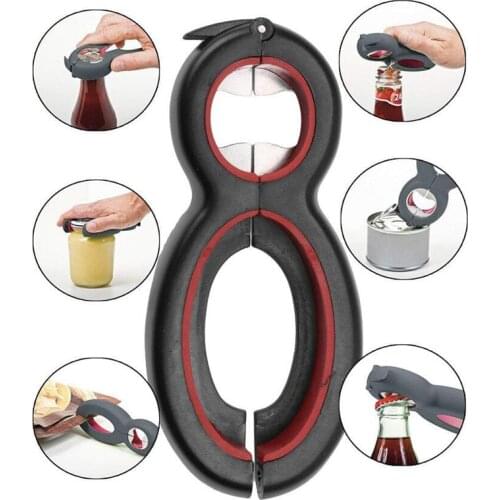 6 in 1 Multi-function Twist Bottle Opener, All in One Jar Gripper Can Wine Beer Lid Twist Off Jar Opener Claw