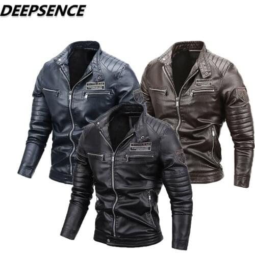 Men Biker Leather Jacket 2021 New Autumn Winter Fashion Motorcycle Jacket Men Bomber Fleece Coat Pu Overcoat Jacket Men