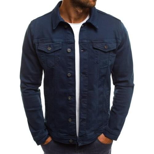 New mens jackets and coats 6 colors jean jacket men denim jackets Plus size S-3XL Solid Turn-down Collar jacket men