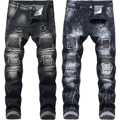 Plus Size Pant Men Street Jeans Holes Hip Hop Trousers Male Casual Elasticity Pants 2020 Party Mid Waist Jeans