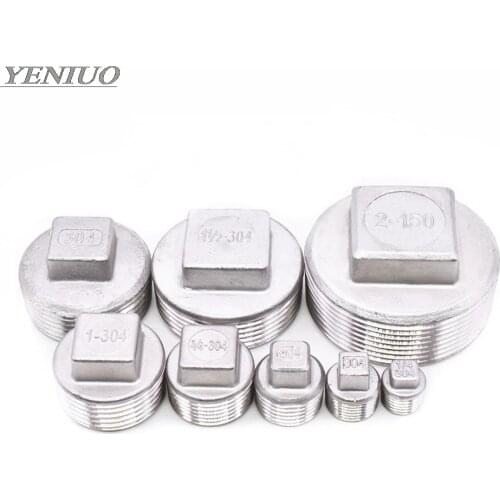 Stainless steel 304 1/4" 3/8" 1/2" 3/4" 1" 1-1/4' 1-1/2" BSP Male Thread Pipe Fitting Square Head Plug SS304