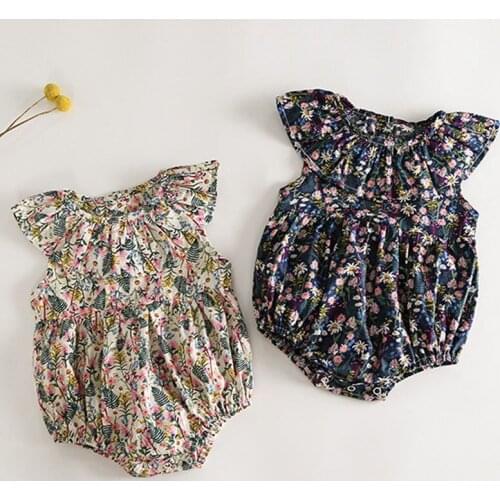 New 2021 Summer Baby Girl Sleeveless Floral Rompers Kids Baby Girl Jumpsuit Kids Baby Girl Rompers Newborn Clothes Clothes