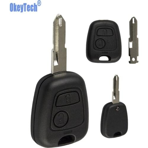 OkeyTech 2 Buttons Car Remote Key Shell Case For Peugeot 206 Car Key Shell for Citroen Uncut Blade Blank Replacement Key Cover