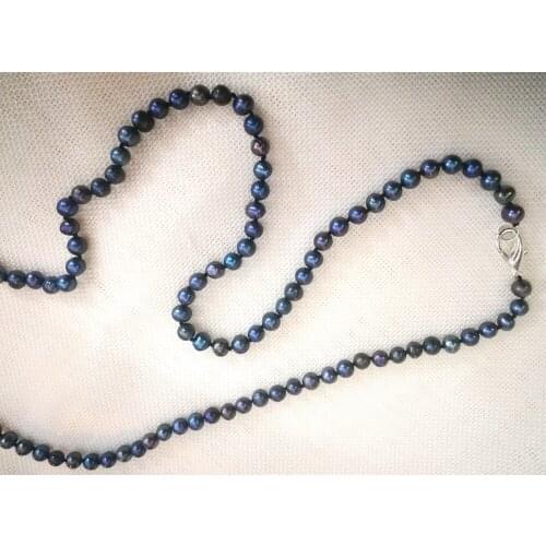 33'' 85cm Women Jewelry 6x7mm black colors pearl beads handmade necklace Natural freshwater pearl gift